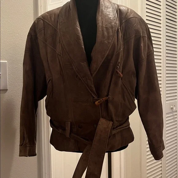 Wilsons Leather Adventure Bound Brown Leather Military Bomber Jacket